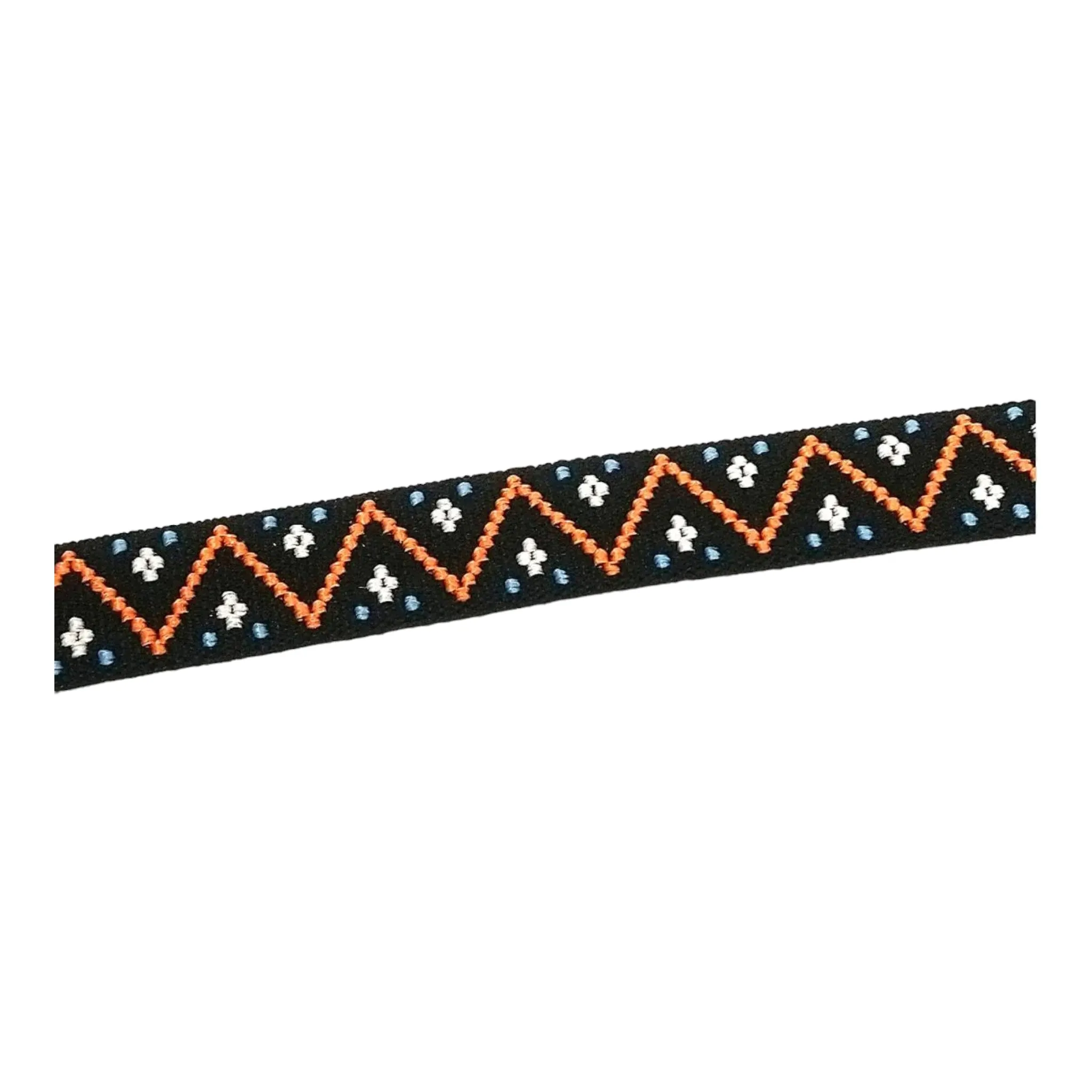 25mm (1") Black, Orange, White & Blue Patterned Coloured Woven Elastic