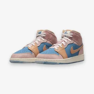 Air Jordan 1 Mid SS (GS) Aegean Storm Hemp Pink Oxford FN7452-400