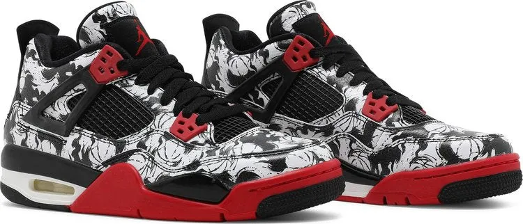 Air Jordan 4 Retro GS Tattoo Sneakers, Black