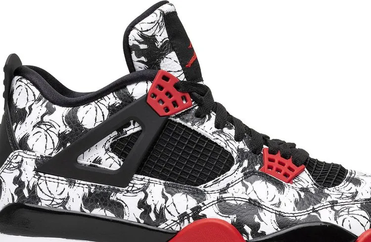 Air Jordan 4 Retro Tattoo Sneakers, Red