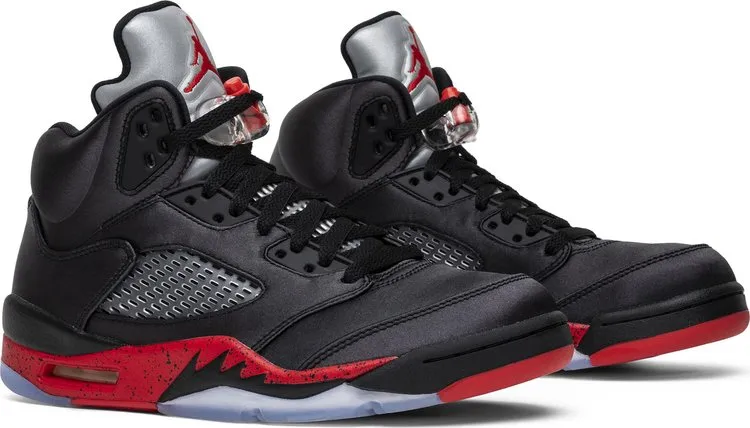 Air Jordan 5 Retro Satin Bred Sneakers, Black