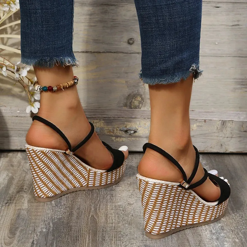 AMOZAE- - New Fashion Women's Summer Wedge Sandals with Super High Heels