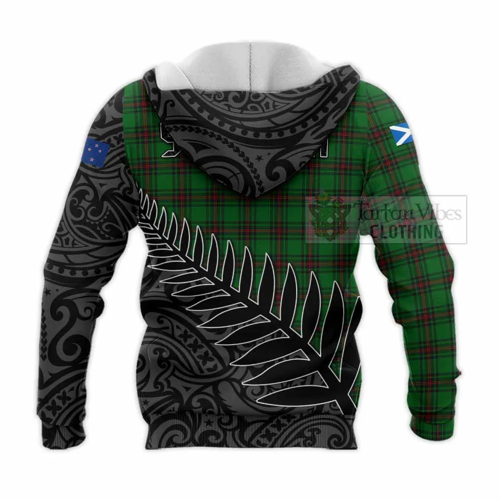 Anstruther Crest Tartan Knitted Hoodie with New Zealand Silver Fern Half Style