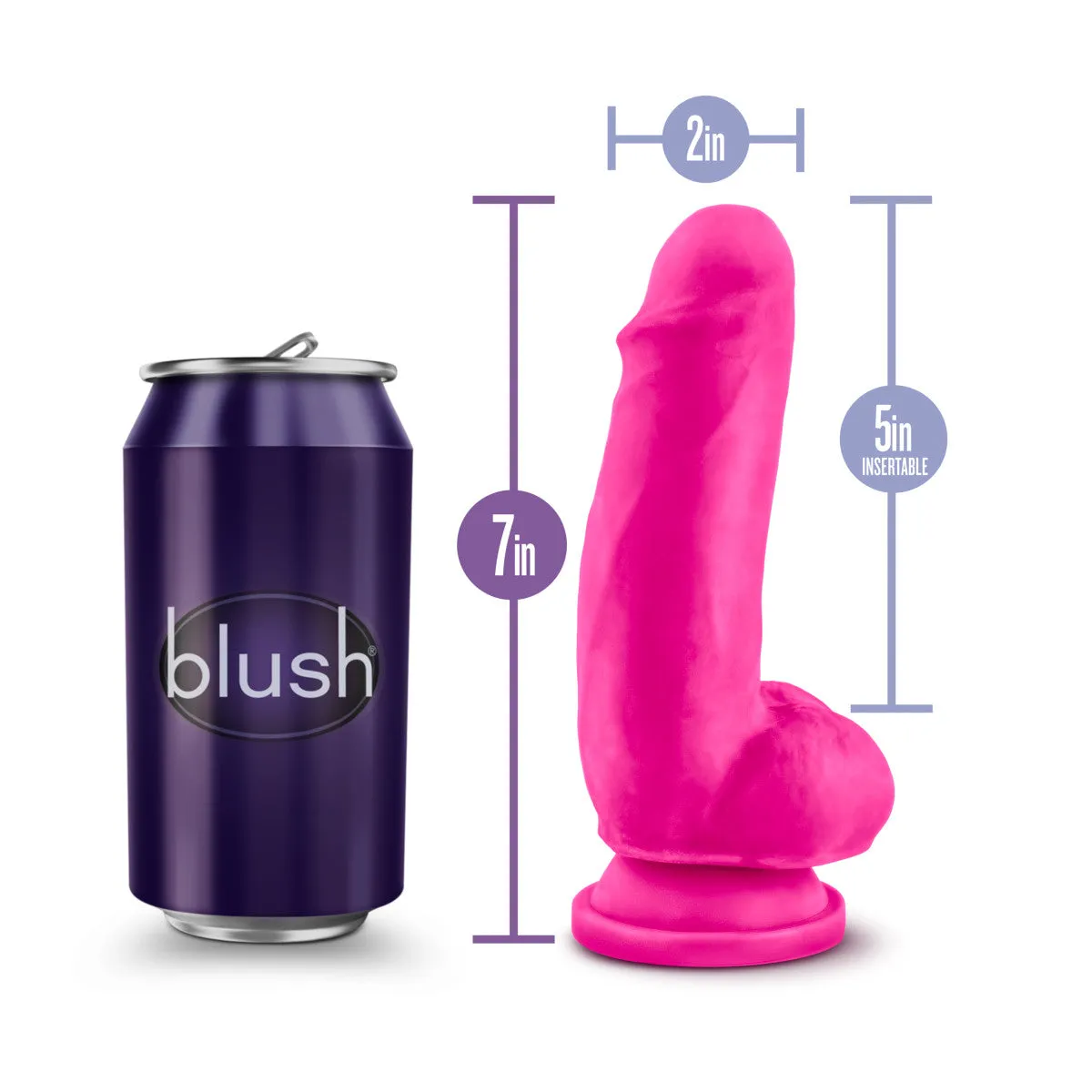 Au Naturel Bold By Blush® | Beefy Realistic Pink 7-Inch Long Dildo With Balls & Suction Cup Base