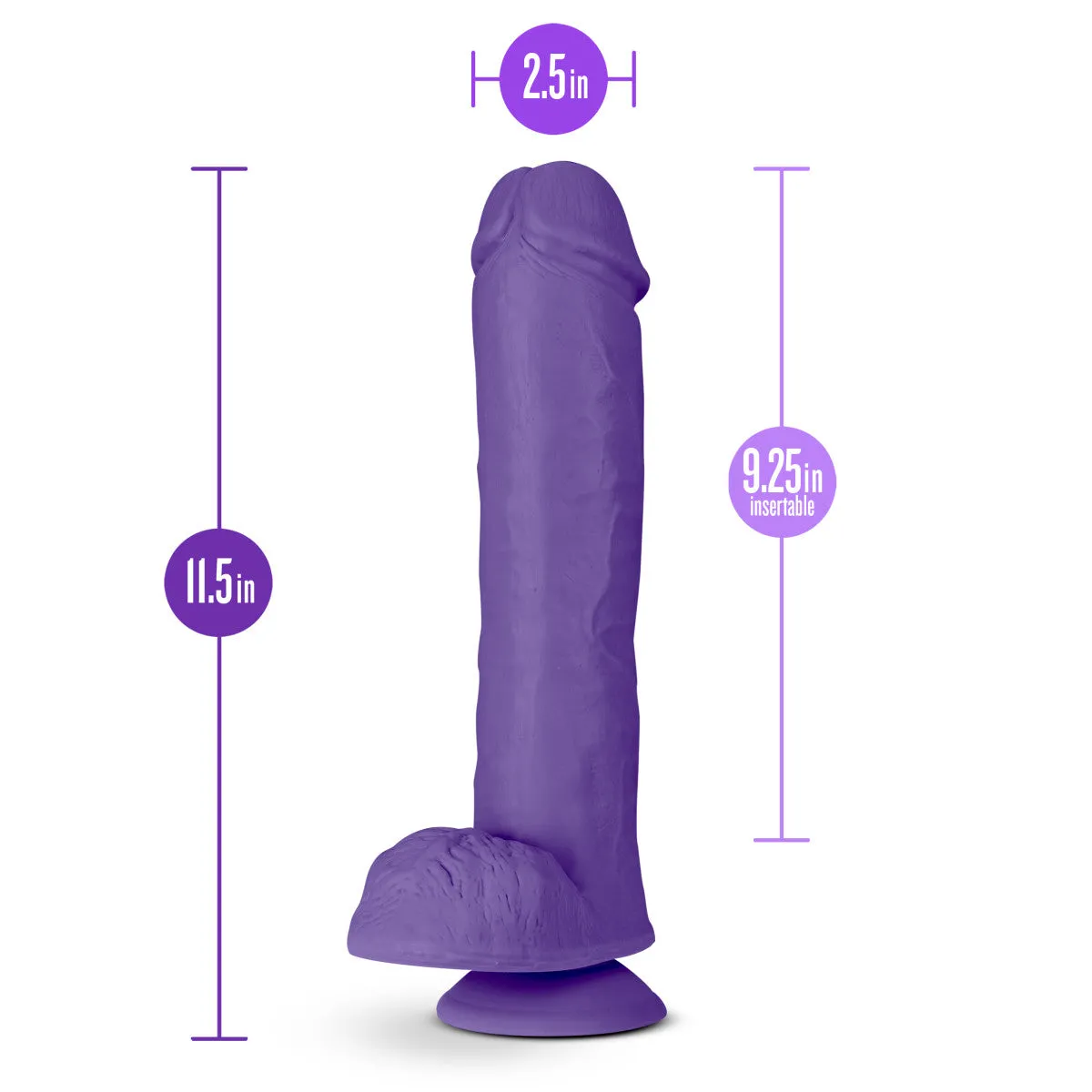 Au Naturel Bold By Blush® | Big John Realistic Purple 11.5-Inch Long Dildo With Balls & Suction Cup Base