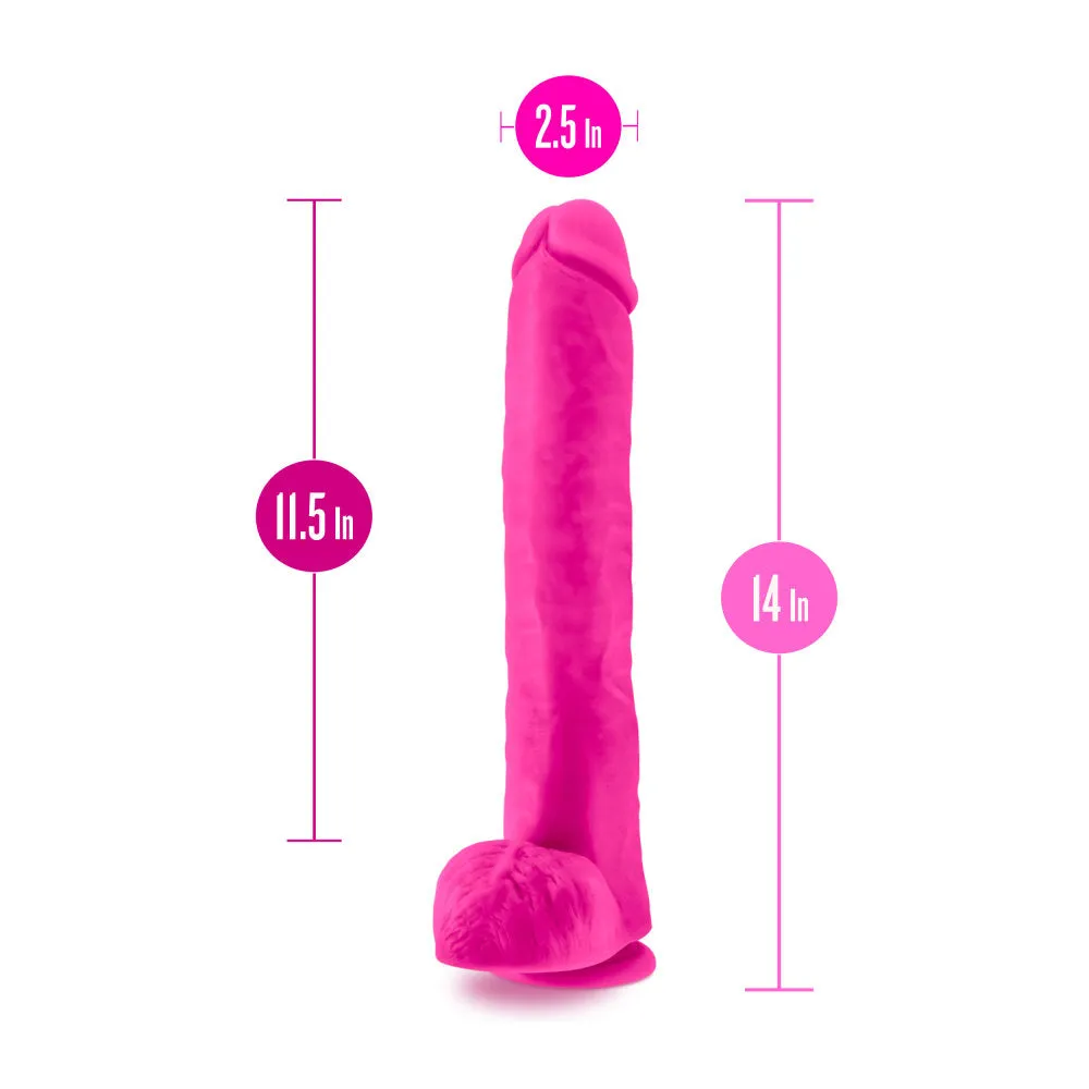 Au Naturel Bold By Blush® | Daddy Realistic Pink 14-Inch Long Dildo With Balls & Suction Cup Base