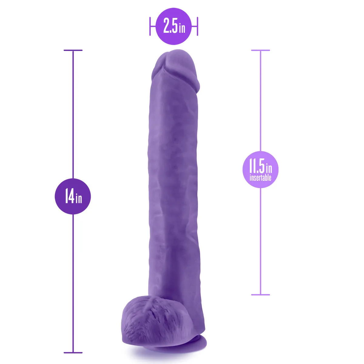 Au Naturel Bold By Blush® | Daddy Realistic Purple 14-Inch Long Dildo With Balls & Suction Cup Base