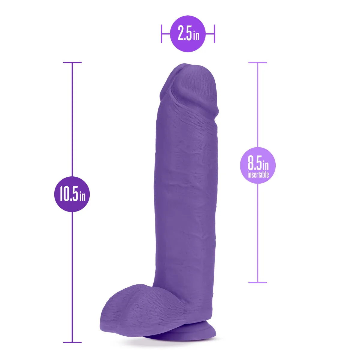 Au Naturel Bold By Blush® | Huge Realistic Purple 10.5-Inch Long Dildo With Balls & Suction Cup Base