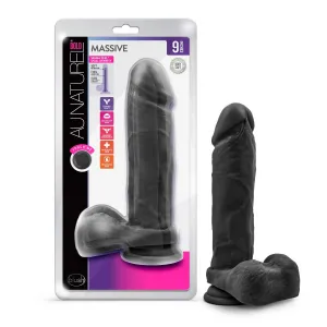 Au Naturel Bold By Blush® | Massive Realistic Black 9-Inch Long Dildo With Balls & Suction Cup Base