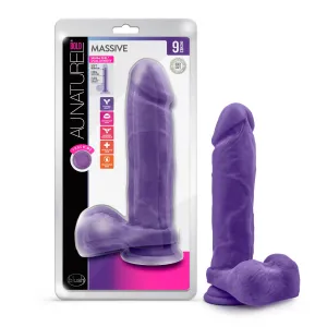 Au Naturel Bold By Blush® | Massive Realistic Purple 9-Inch Long Dildo With Balls & Suction Cup Base