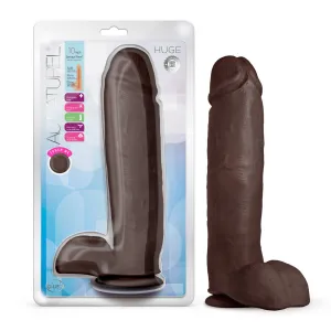 Au Naturel By Blush® | Huge Realistic Chocolate 10.5-Inch Long Dildo With Balls & Suction Cup Base