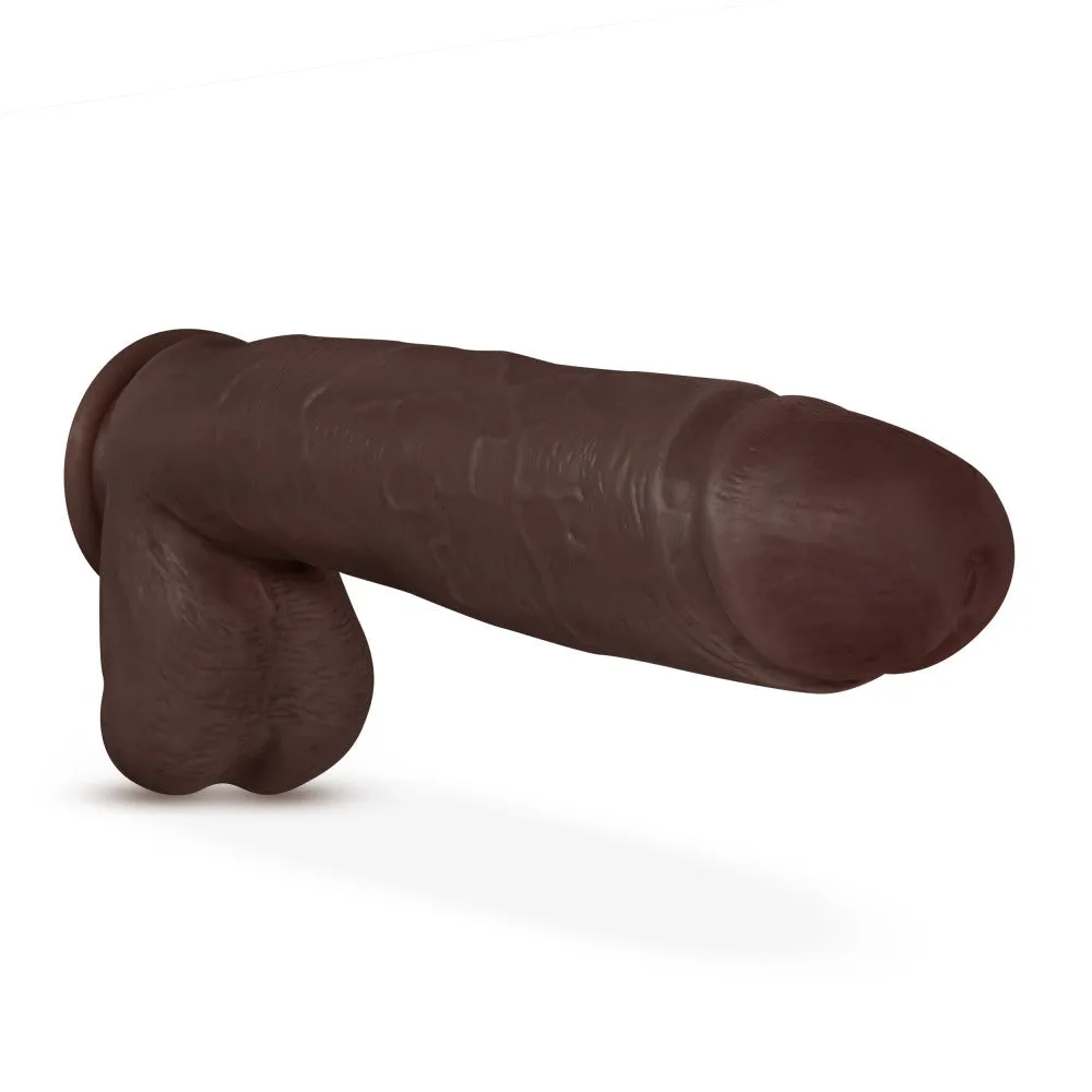 Au Naturel By Blush® | Huge Realistic Chocolate 10.5-Inch Long Dildo With Balls & Suction Cup Base