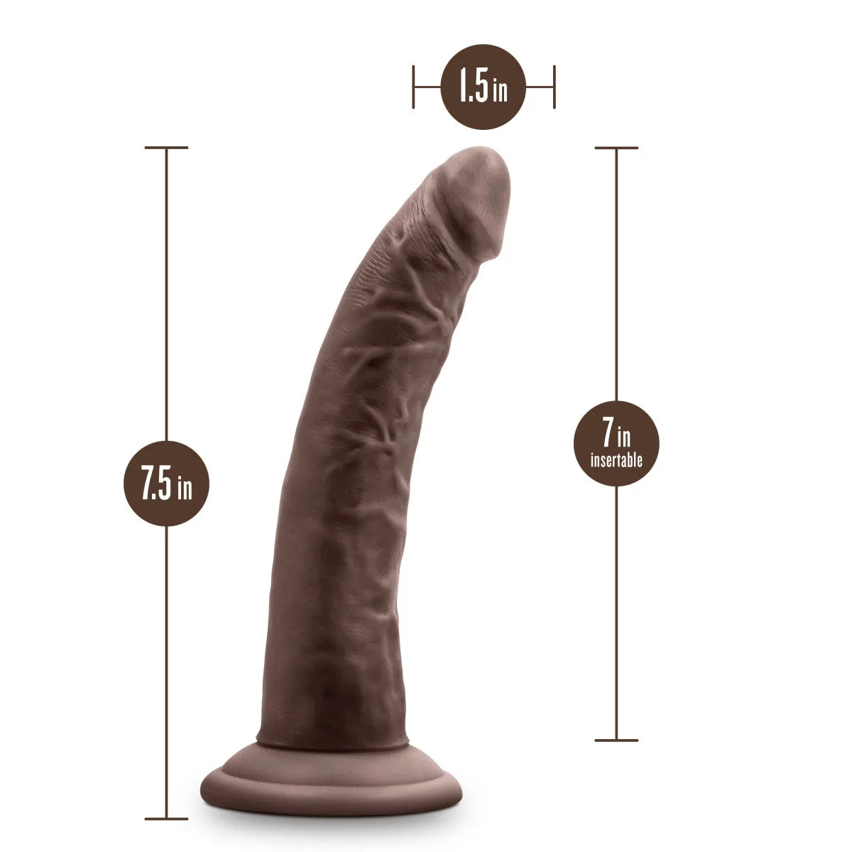 Au Naturel By Blush® | Jack Realistic Chocolate 7.5-Inch Long Dildo With Suction Cup Base