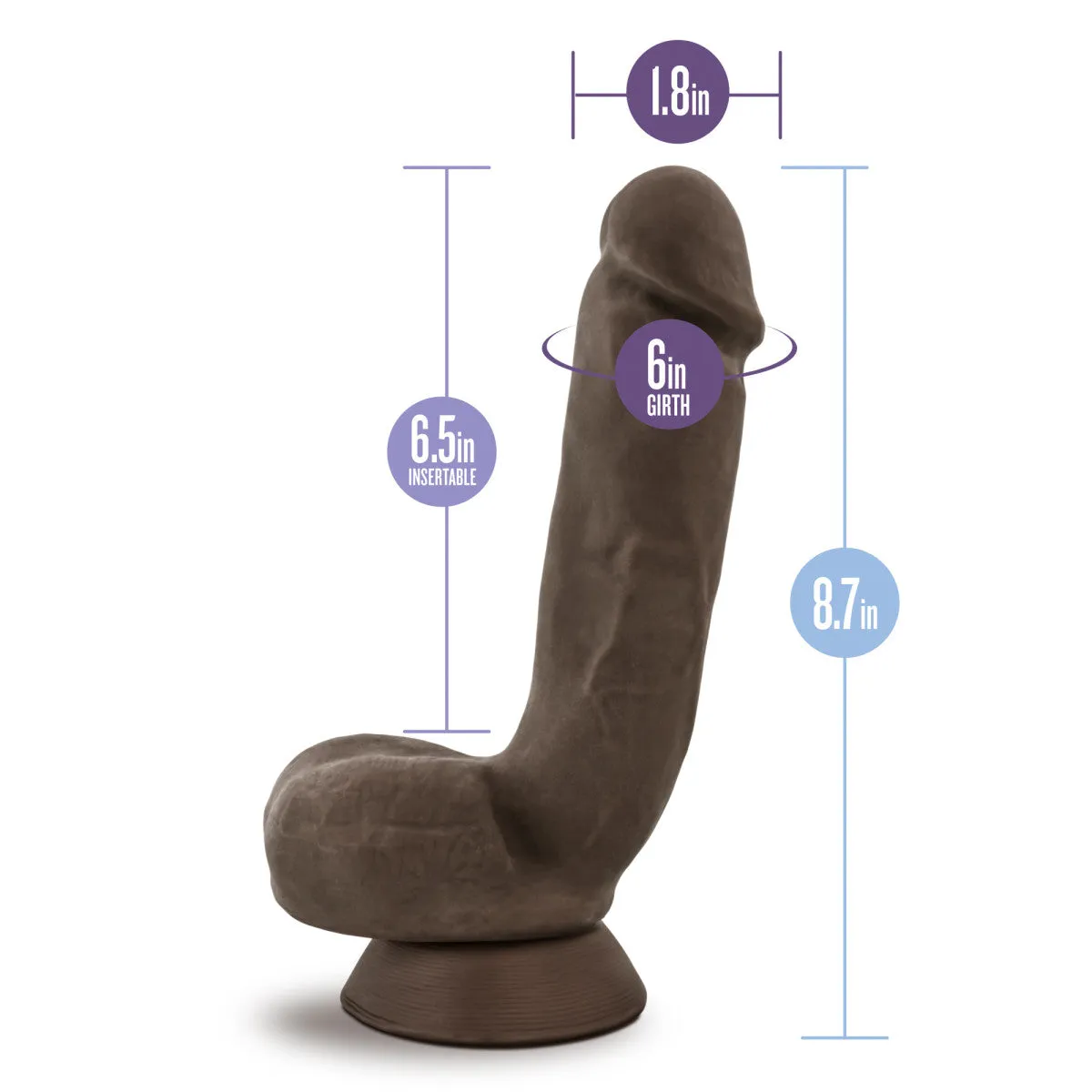 Au Naturel By Blush® | Jerome Realistic Brown 8.5-Inch Long Dildo With Balls & Suction Cup Base