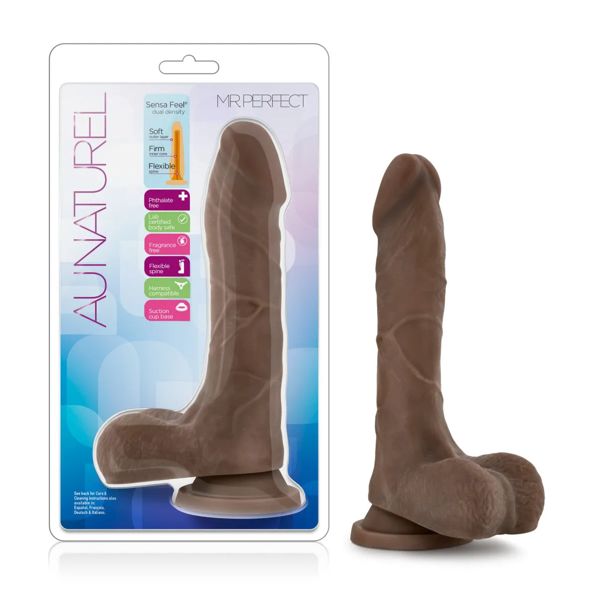 Au Naturel By Blush® | Mister Perfect Realistic Chocolate 8.5-Inch Long Dildo With Balls & Suction Cup Base