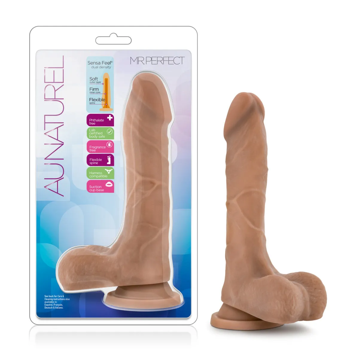 Au Naturel By Blush® | Mister Perfect Realistic Mocha 8.5-Inch Long Dildo With Balls & Suction Cup Base