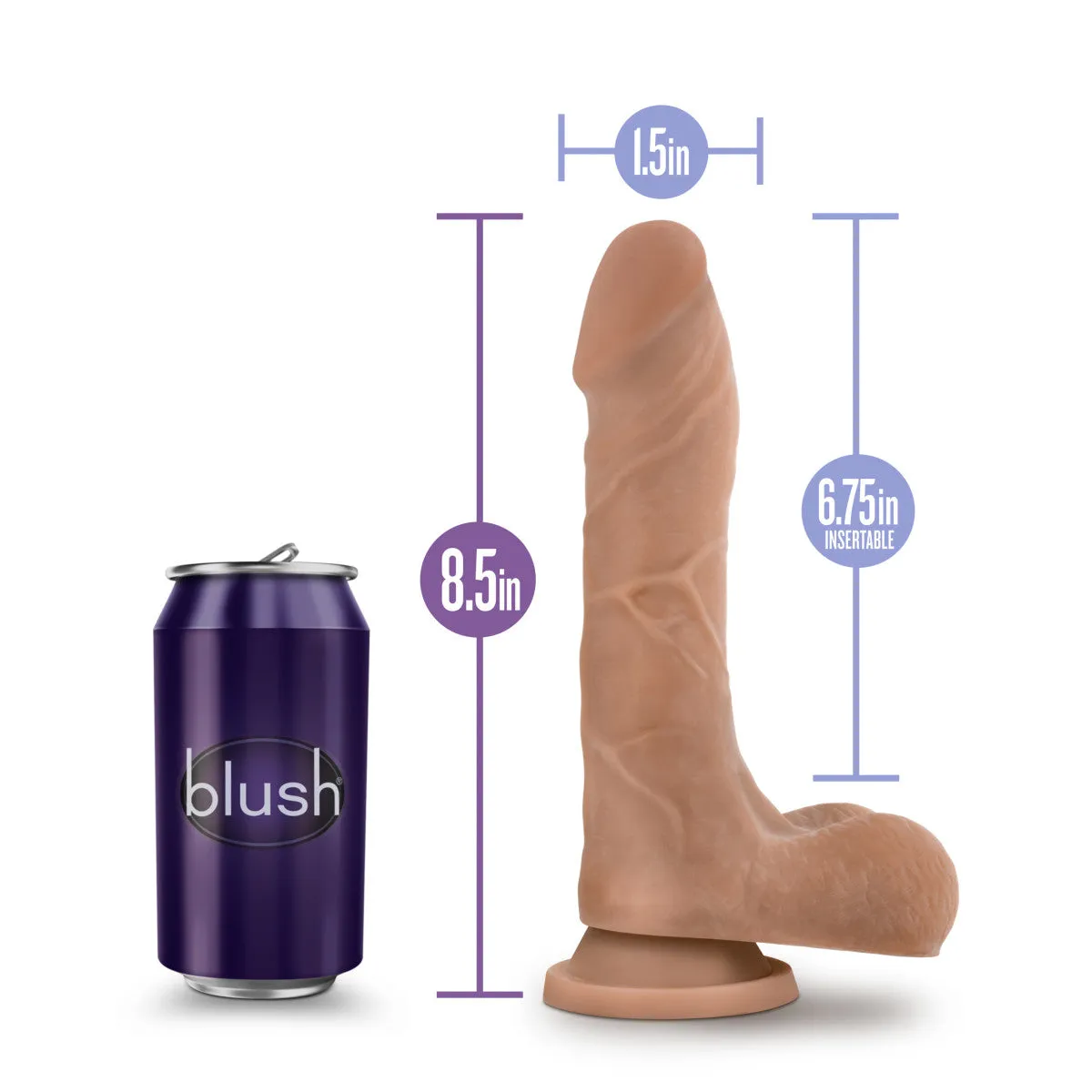 Au Naturel By Blush® | Mister Perfect Realistic Mocha 8.5-Inch Long Dildo With Balls & Suction Cup Base