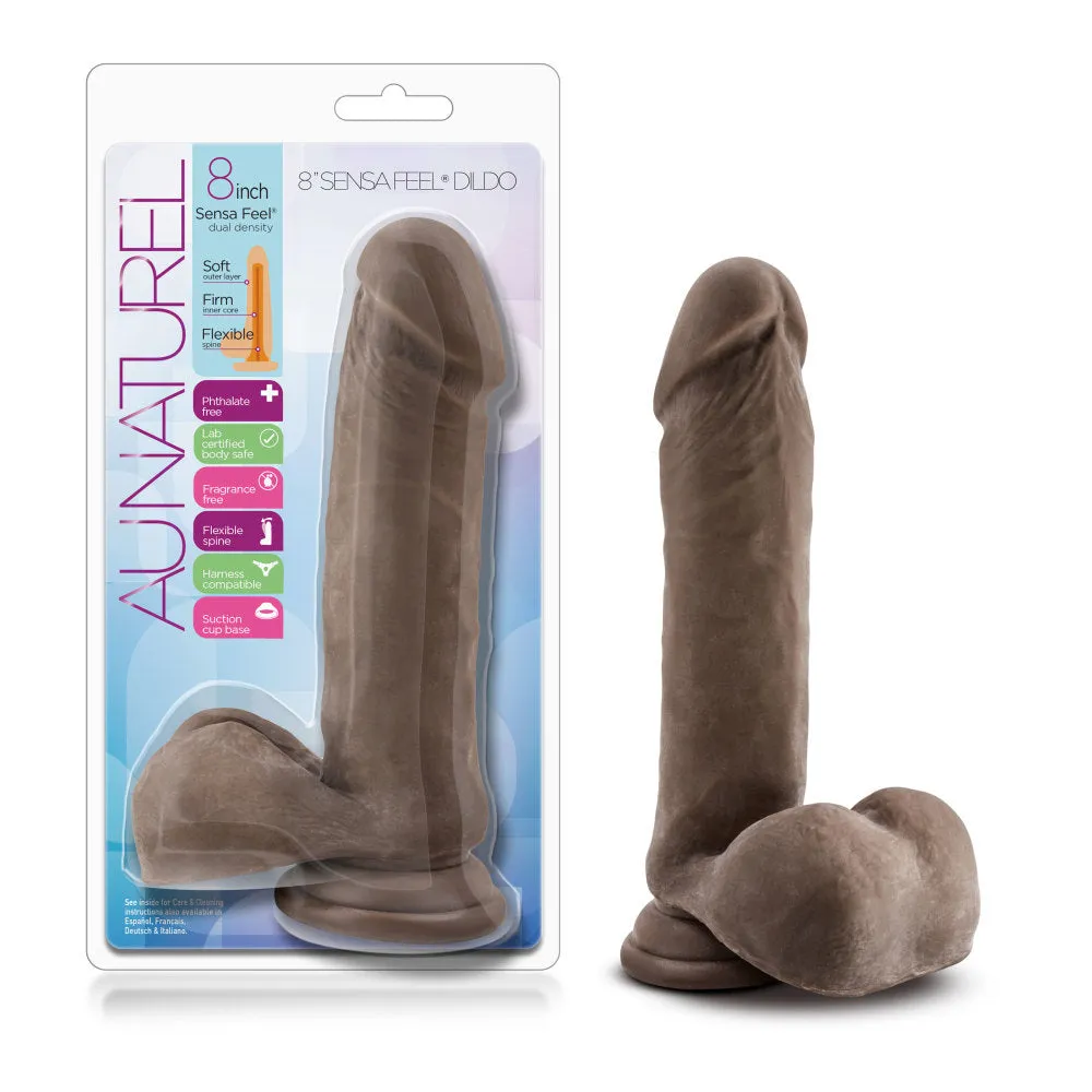 Au Naturel By Blush® | Realistic Chocolate 8-Inch Long Dildo With Balls & Suction Cup Base