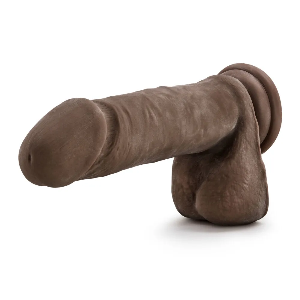 Au Naturel By Blush® | Realistic Chocolate 8-Inch Long Dildo With Balls & Suction Cup Base