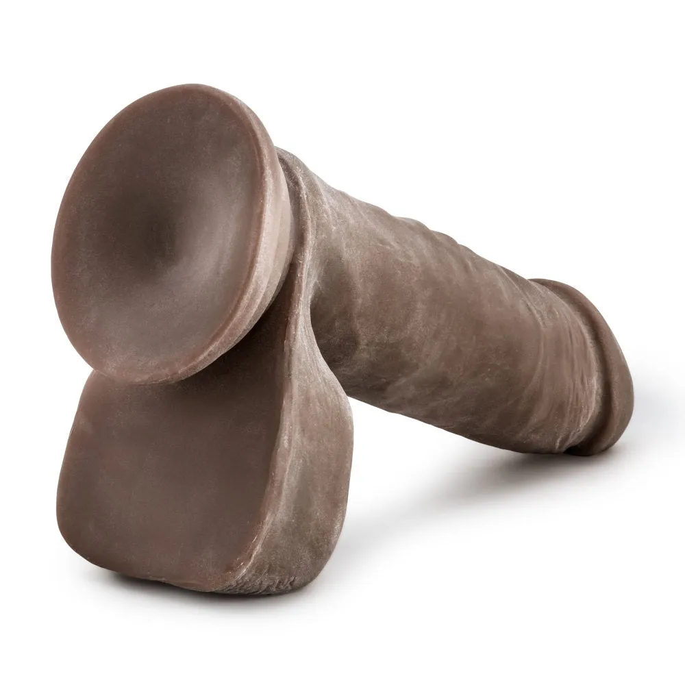 Au Naturel By Blush® | Realistic Chocolate 8-Inch Long Dildo With Balls & Suction Cup Base