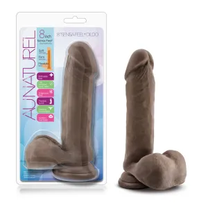 Au Naturel By Blush® | Realistic Chocolate 8-Inch Long Dildo With Balls & Suction Cup Base