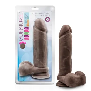 Au Naturel By Blush® | Realistic Chocolate 9-Inch Long Dildo With Balls & Suction Cup Base