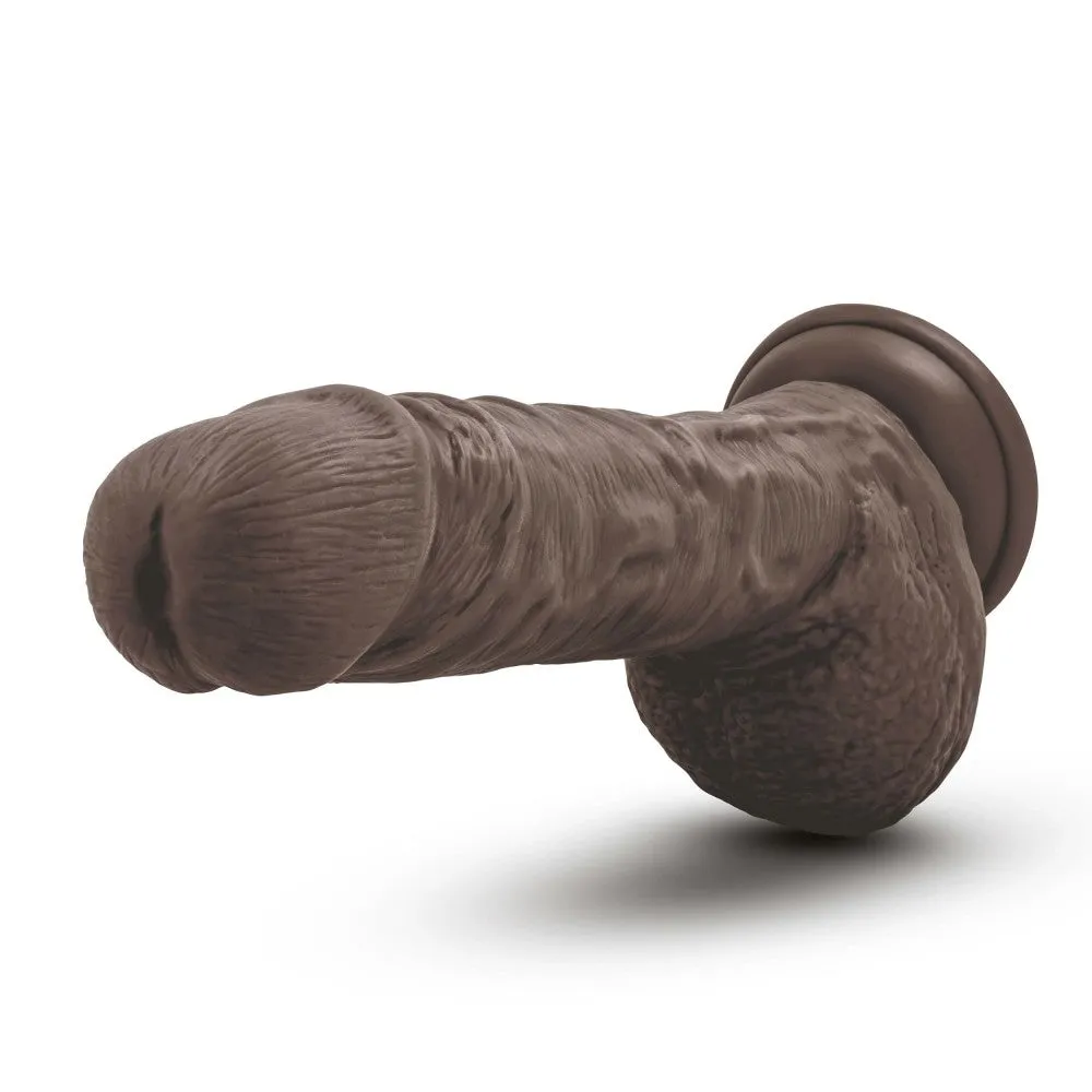 Au Naturel By Blush® | Realistic Chocolate 9-Inch Long Dildo With Balls & Suction Cup Base