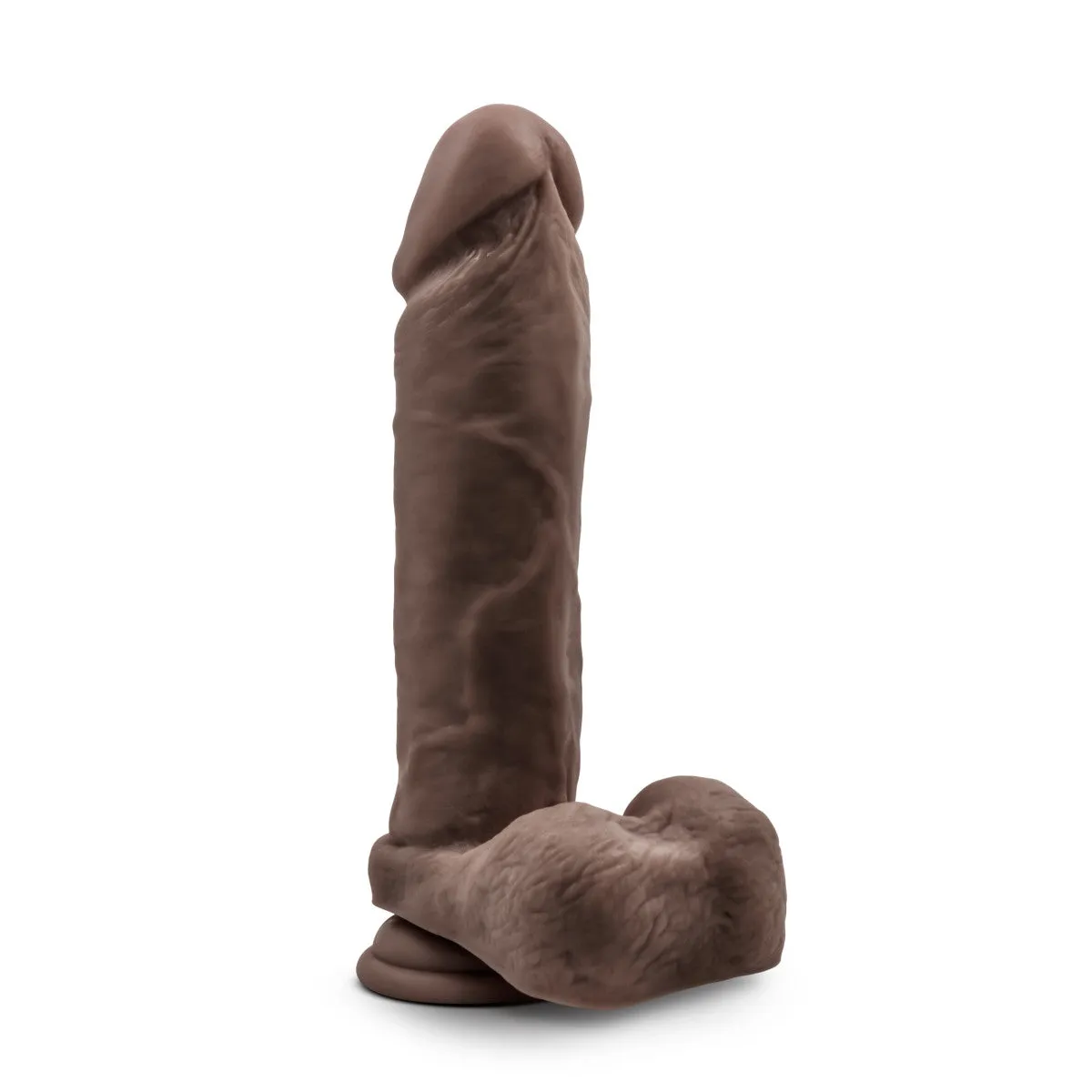 Au Naturel By Blush® | Realistic Chocolate 9-Inch Long Dildo With Balls & Suction Cup Base