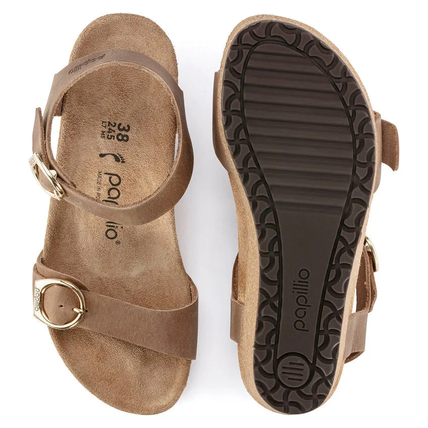 'Birkenstock' Women's Soley Ring-Buckle Oiled Leather Sandal - Cognac