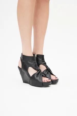 Black Criss Cross Wedge Heel