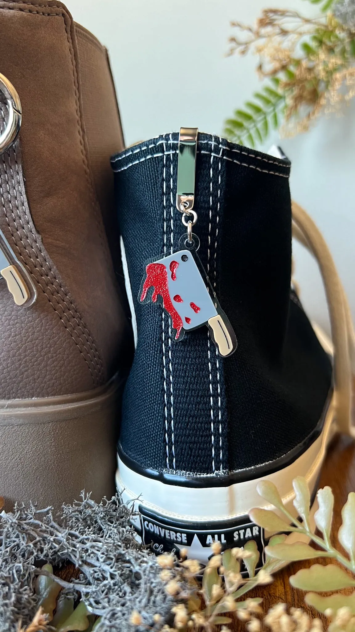 Bloody Butcher Knife Shoe Accessory | Pull Loop Boot Charm, Shoe Charm, High Top Sneaker Clip or Boot Clip, Acrylic Shoe Keychain