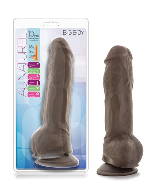 Blush Au Natural 10" Big Boy Dildo with Balls - Chocolate