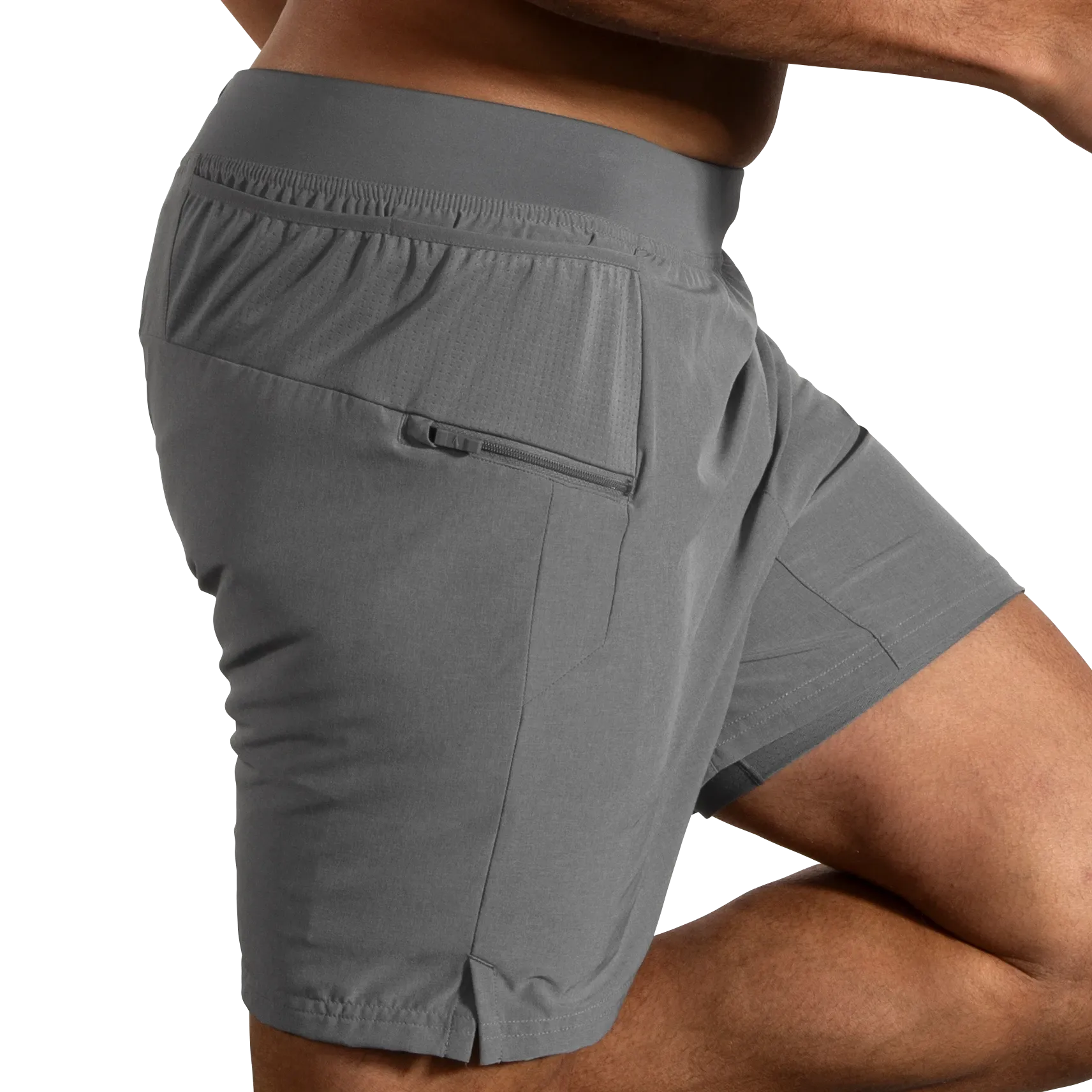 Brooks | Sherpa 7" 2-in-1 Short | Men's | Heather Charcoal