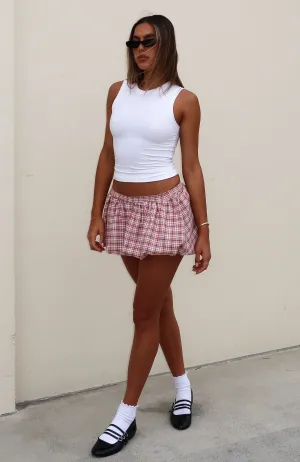 Call You A Friend Mini Skort Pink Tartan