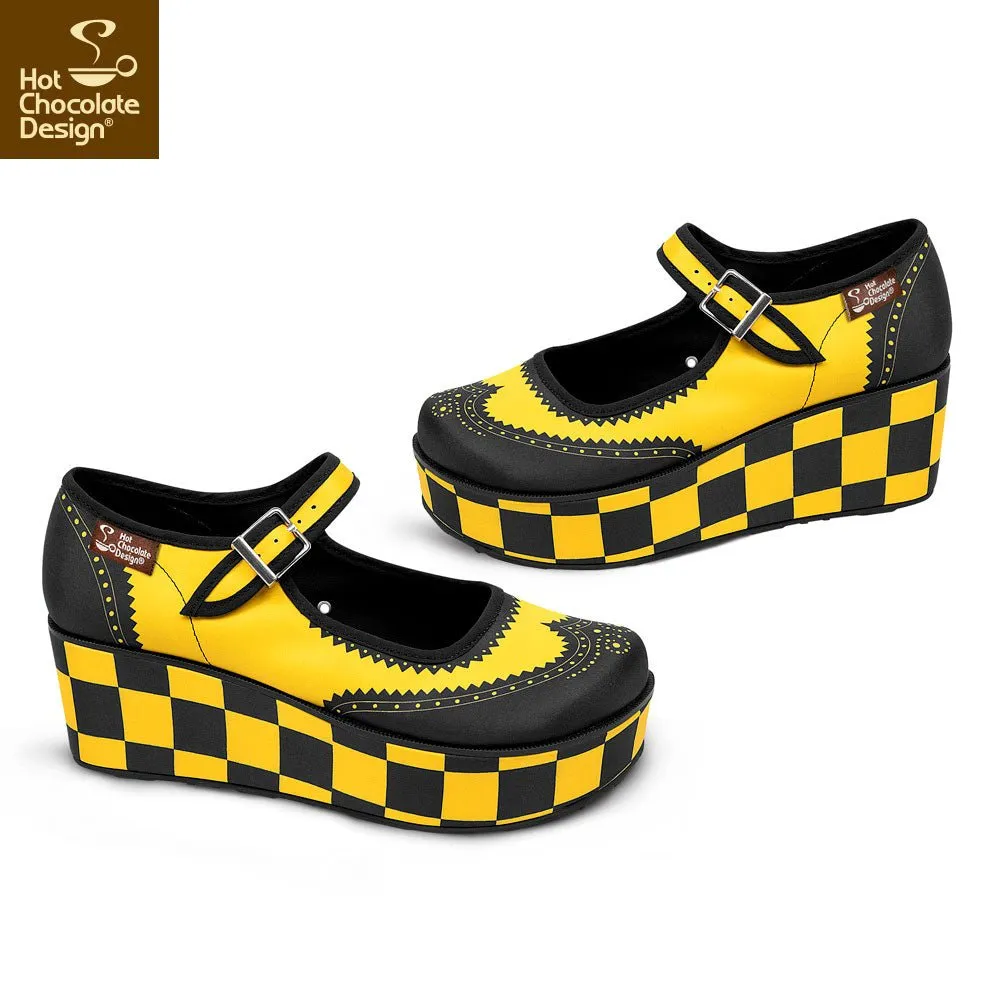 Chocolaticas® HAVANA CHECKERS YELLOW Women's Mary Jane Platform