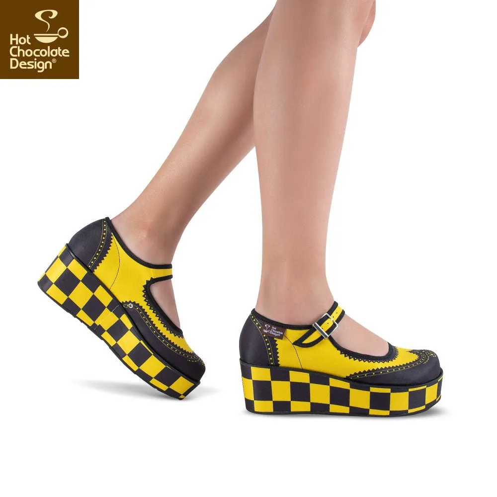 Chocolaticas® HAVANA CHECKERS YELLOW Women's Mary Jane Platform