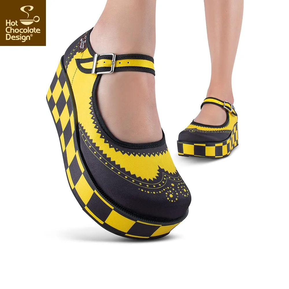 Chocolaticas® HAVANA CHECKERS YELLOW Women's Mary Jane Platform