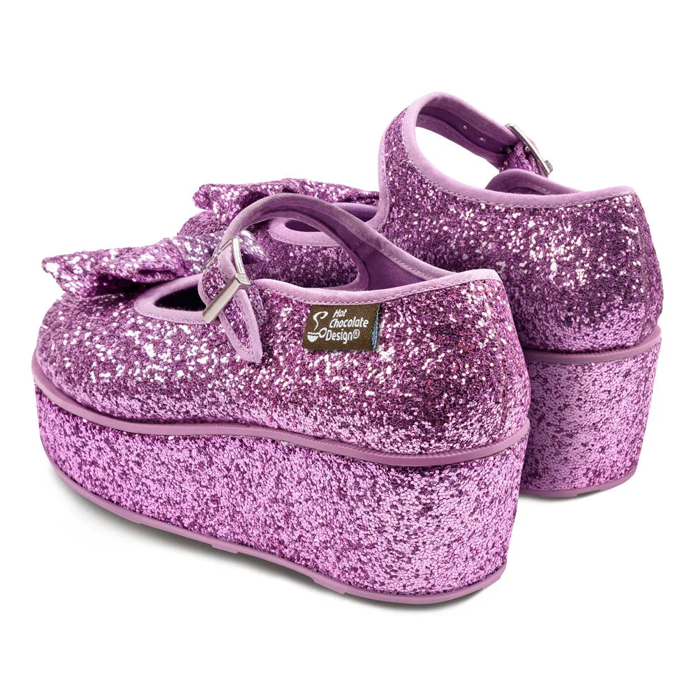 Chocolaticas® Purple Glitter Women's Mary Jane Platform