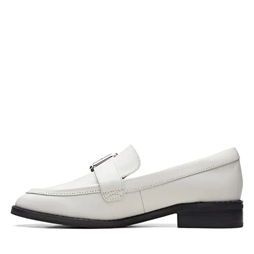 Clarks Womens Ria Trim White Leather (26170370) UK-7