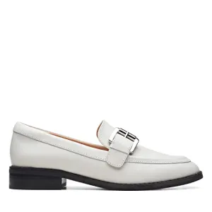 Clarks Womens Ria Trim White Leather (26170370) UK-7