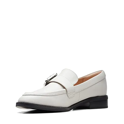 Clarks Womens Ria Trim White Leather (26170370) UK-7