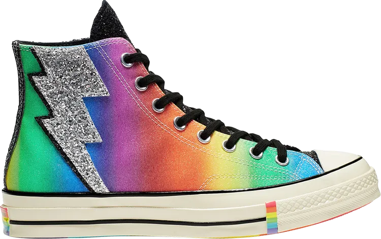 Converse Chuck 70 Hi Pride Shimmering Black Rainbow Sneakers, black