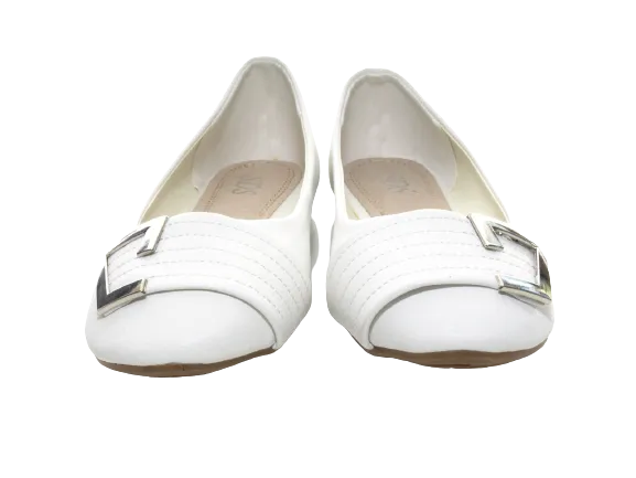 Damen Slipper Halbschuhe Ballerina Loafer Mokassins Slip On Flats Freizeit White # 8206