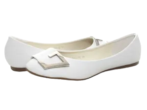 Damen Slipper Halbschuhe Ballerina Loafer Mokassins Slip On Flats Freizeit White # 8206