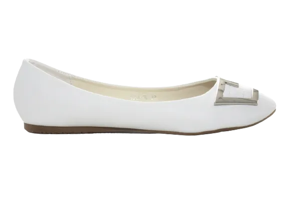 Damen Slipper Halbschuhe Ballerina Loafer Mokassins Slip On Flats Freizeit White # 8206