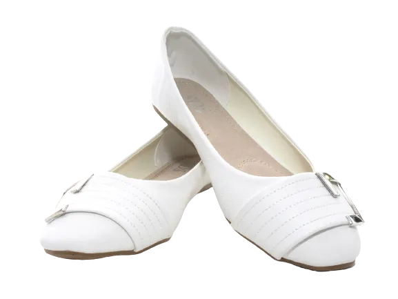 Damen Slipper Halbschuhe Ballerina Loafer Mokassins Slip On Flats Freizeit White # 8206