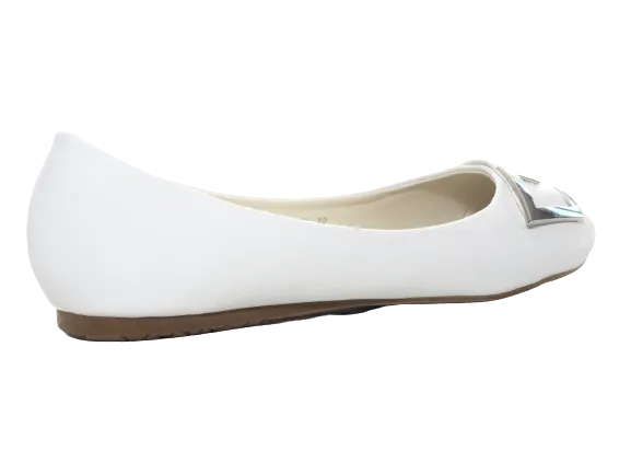 Damen Slipper Halbschuhe Ballerina Loafer Mokassins Slip On Flats Freizeit White # 8206