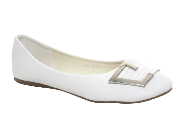 Damen Slipper Halbschuhe Ballerina Loafer Mokassins Slip On Flats Freizeit White # 8206