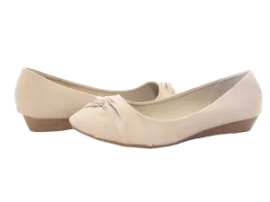 Damen Slipper Keilabsatz Ballerina Loafer Mokassins Slip On Flats Freizeit Beige # 8074