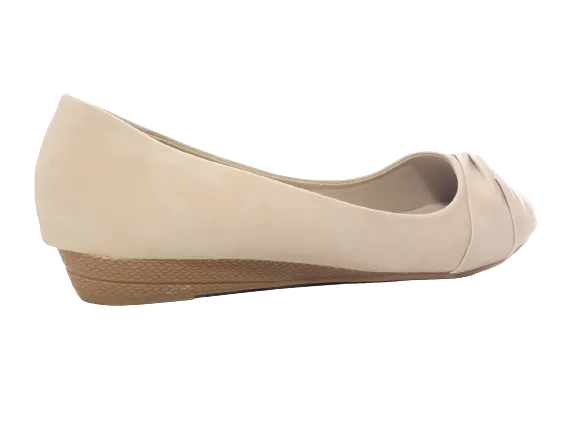 Damen Slipper Keilabsatz Ballerina Loafer Mokassins Slip On Flats Freizeit Beige # 8074